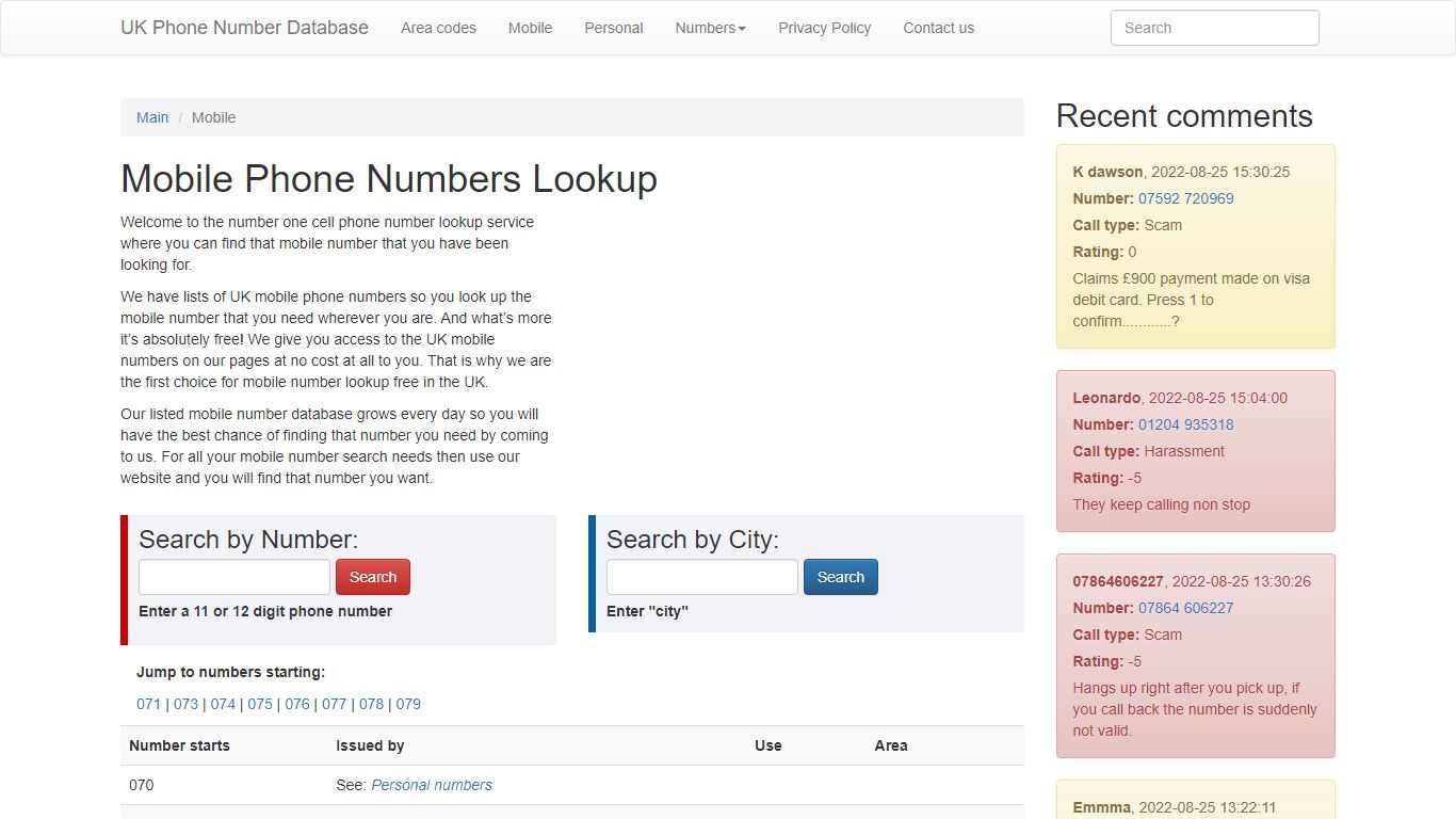Reverse cell phone lookup free | Mobile phone number search - UK area codes